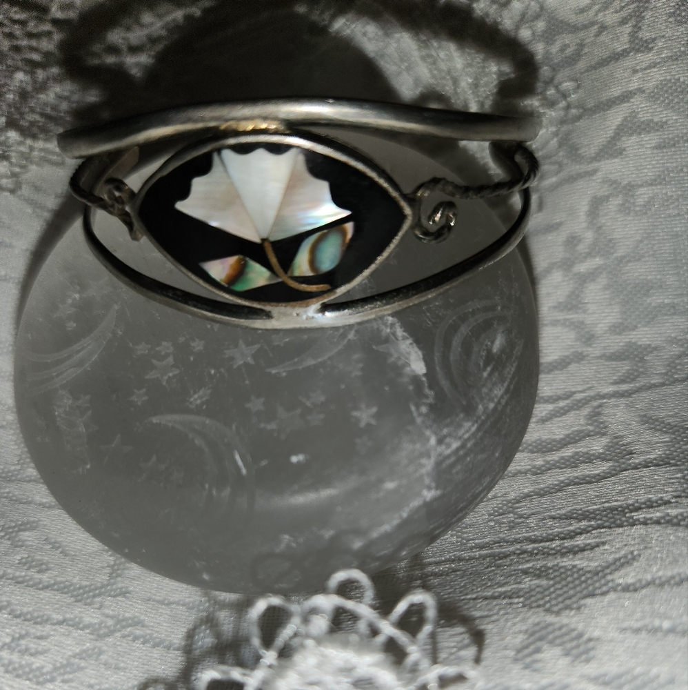 Women's Vintage 925 Mother of Pearl Cuff Bracelet